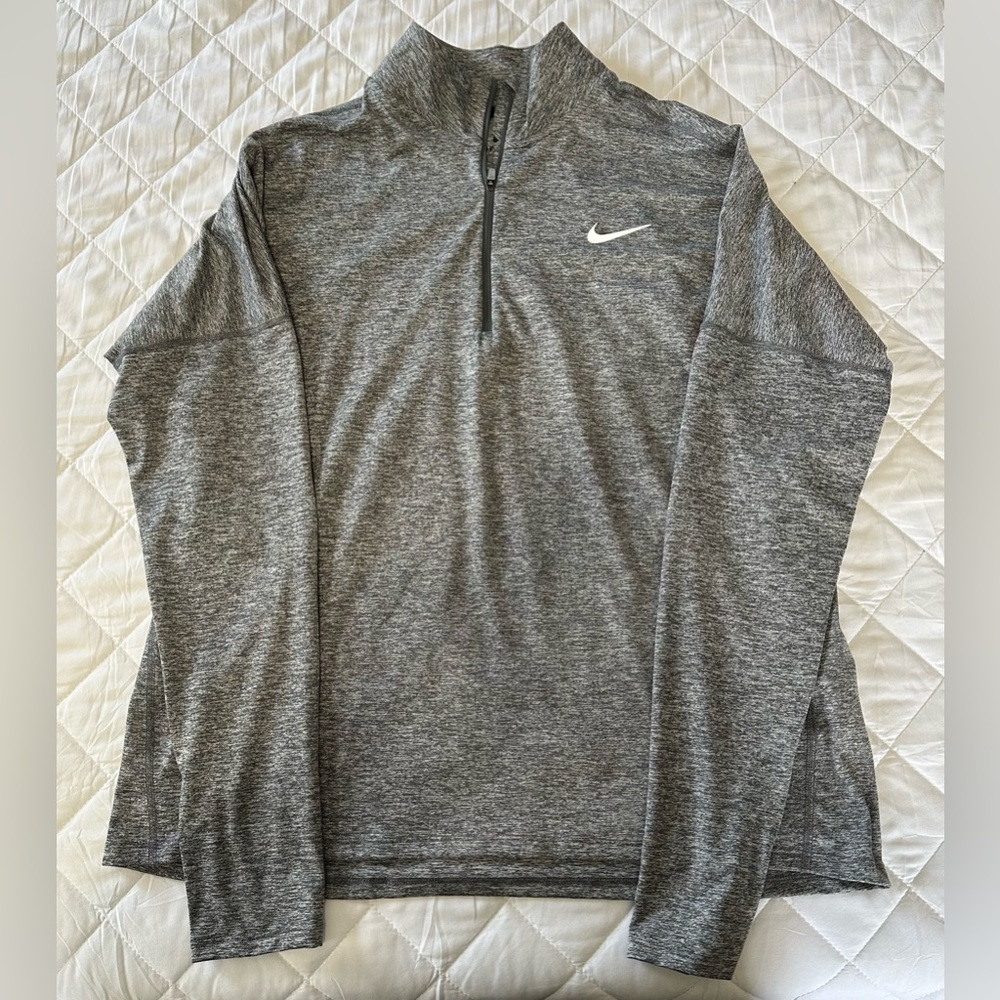 Nike Women's Gray Quarter-Zip Long Sleeve Top